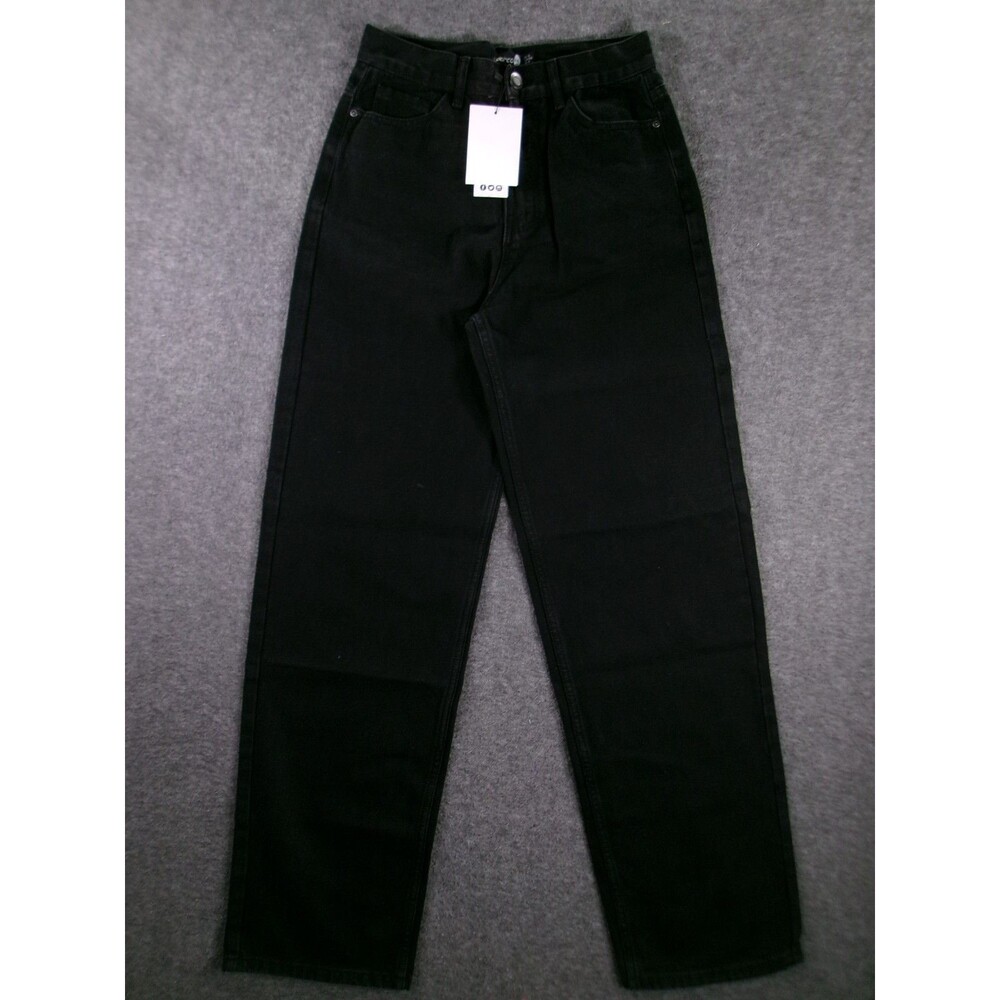 Boohoo Blue Jeans Women 4 Black Baggy Relaxed Fit Dark Wash Causal Streetwear